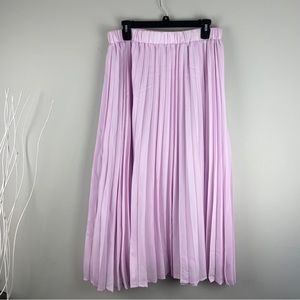 A New Day Womens Size L Pleated Maxi Skirt Lined Elastic Waist Pinkish Purple